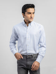 Sky Blue Striped Structured Formal Shirt