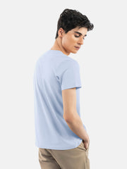 Sky Blue 'Abstract' 3d Printed Crew Neck T-Shirt