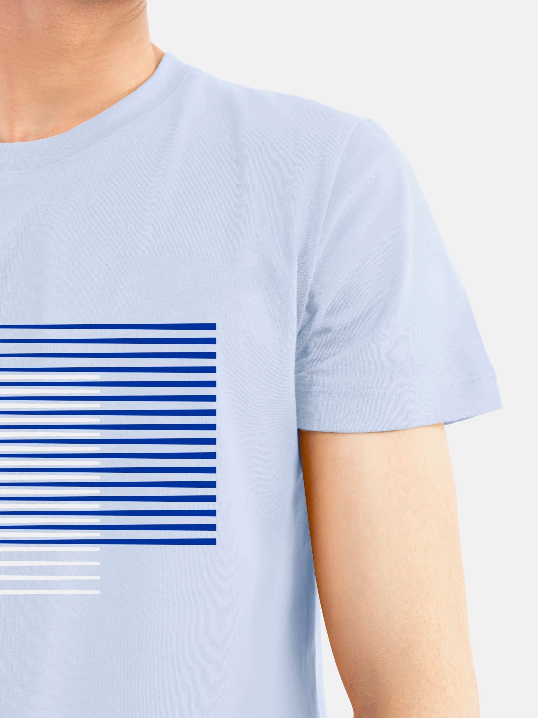 Sky Blue 'Abstract' 3d Printed Crew Neck T-Shirt