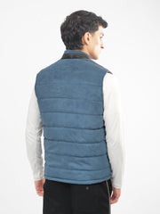 Slate Blue Suede Sleeveless Gillet Jacket
