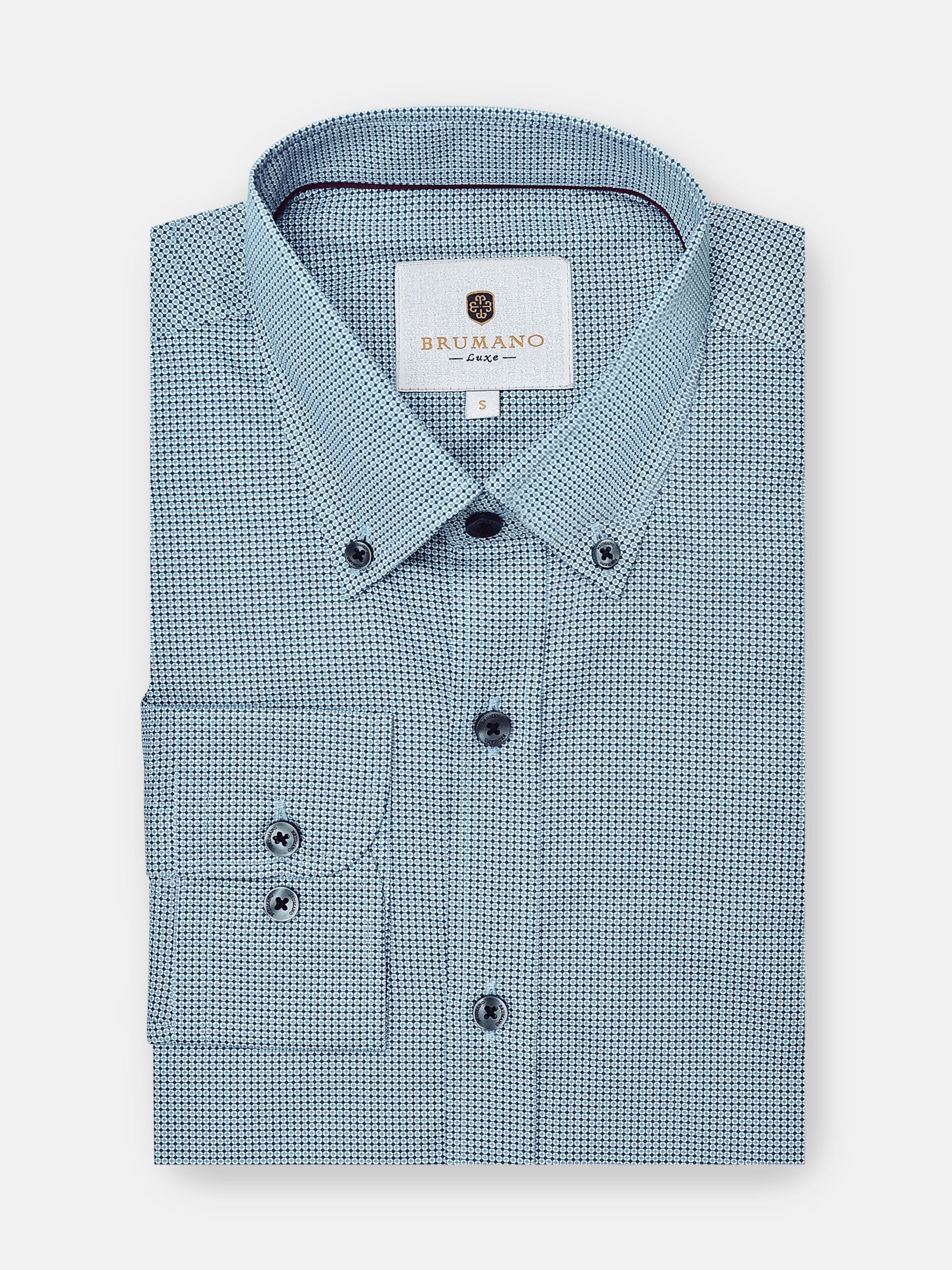 Slate Blue Micro Printed Button Down Shirt