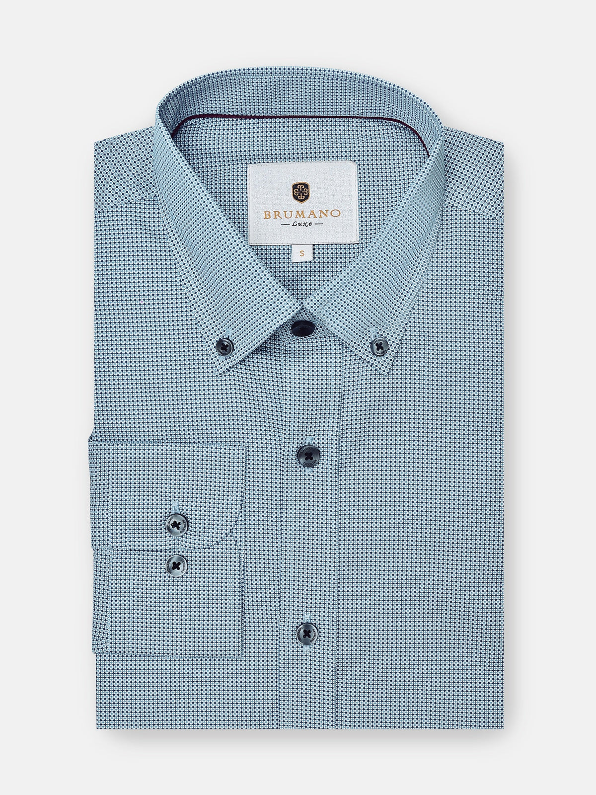 Slate Blue Micro Printed Button Down Shirt