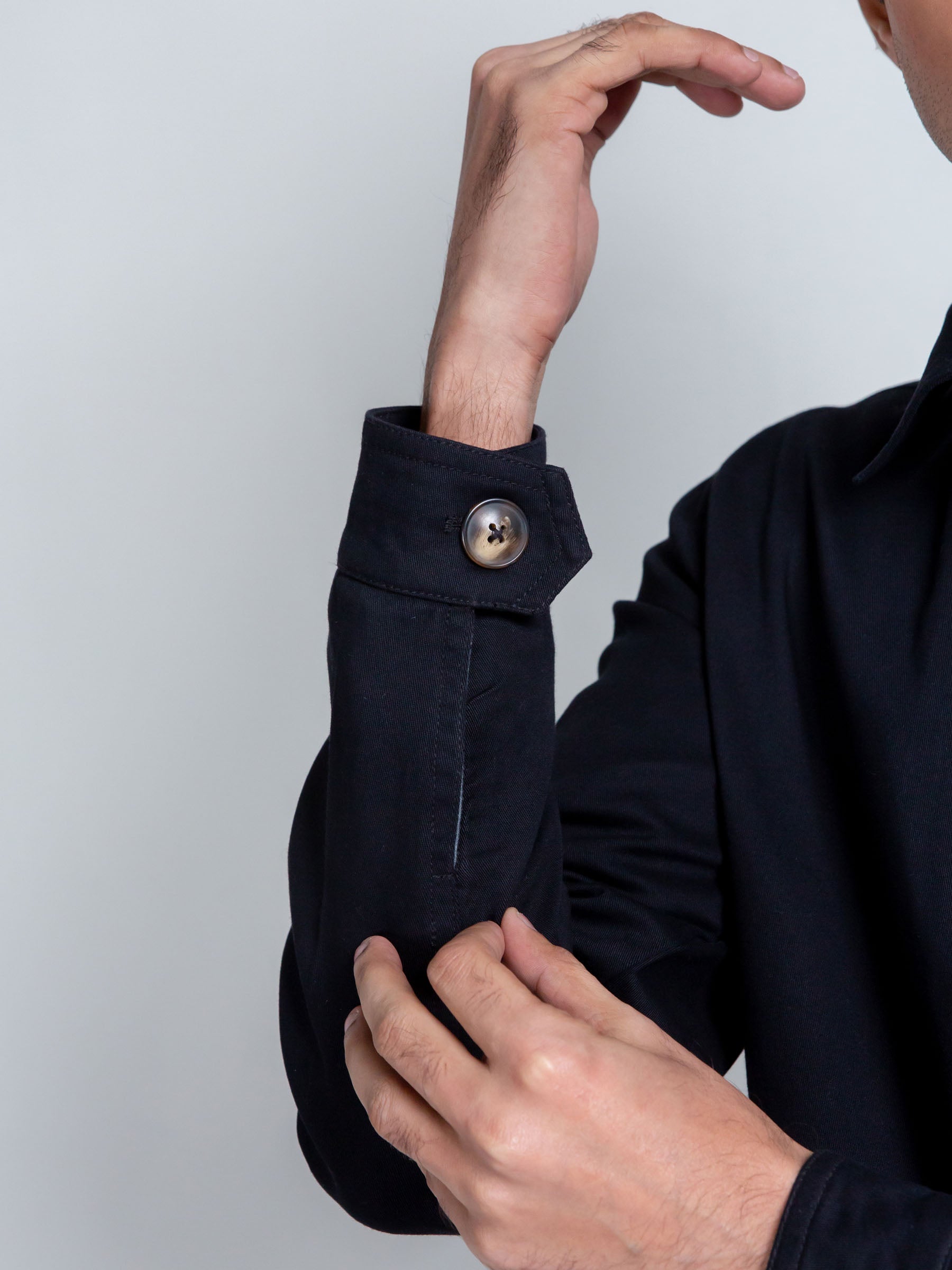 Slim-Fit Black Casual Collar Jacket
