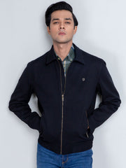 Slim-Fit Black Casual Collar Jacket