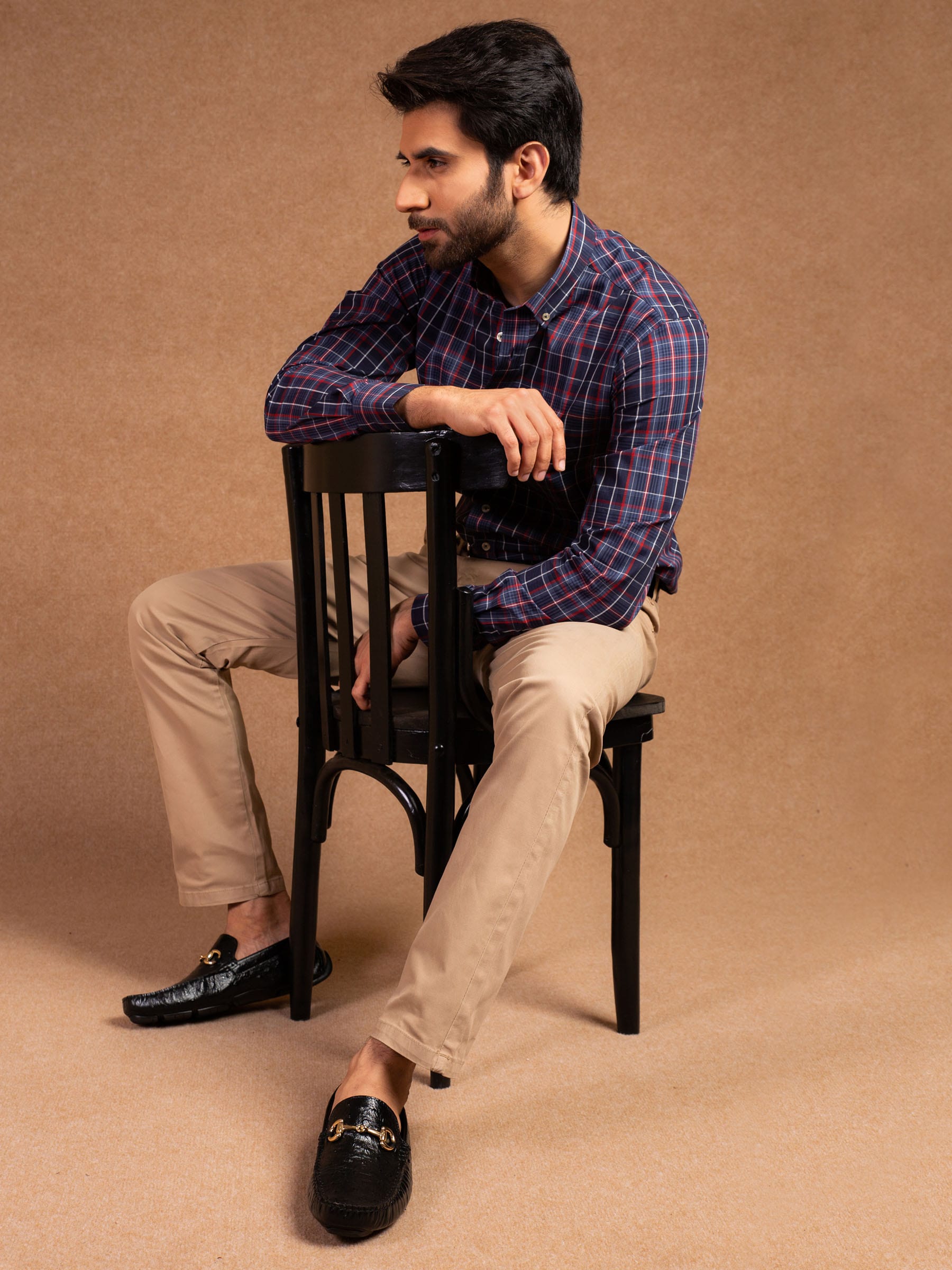 Slim-Fit Khaki Textured Trouser