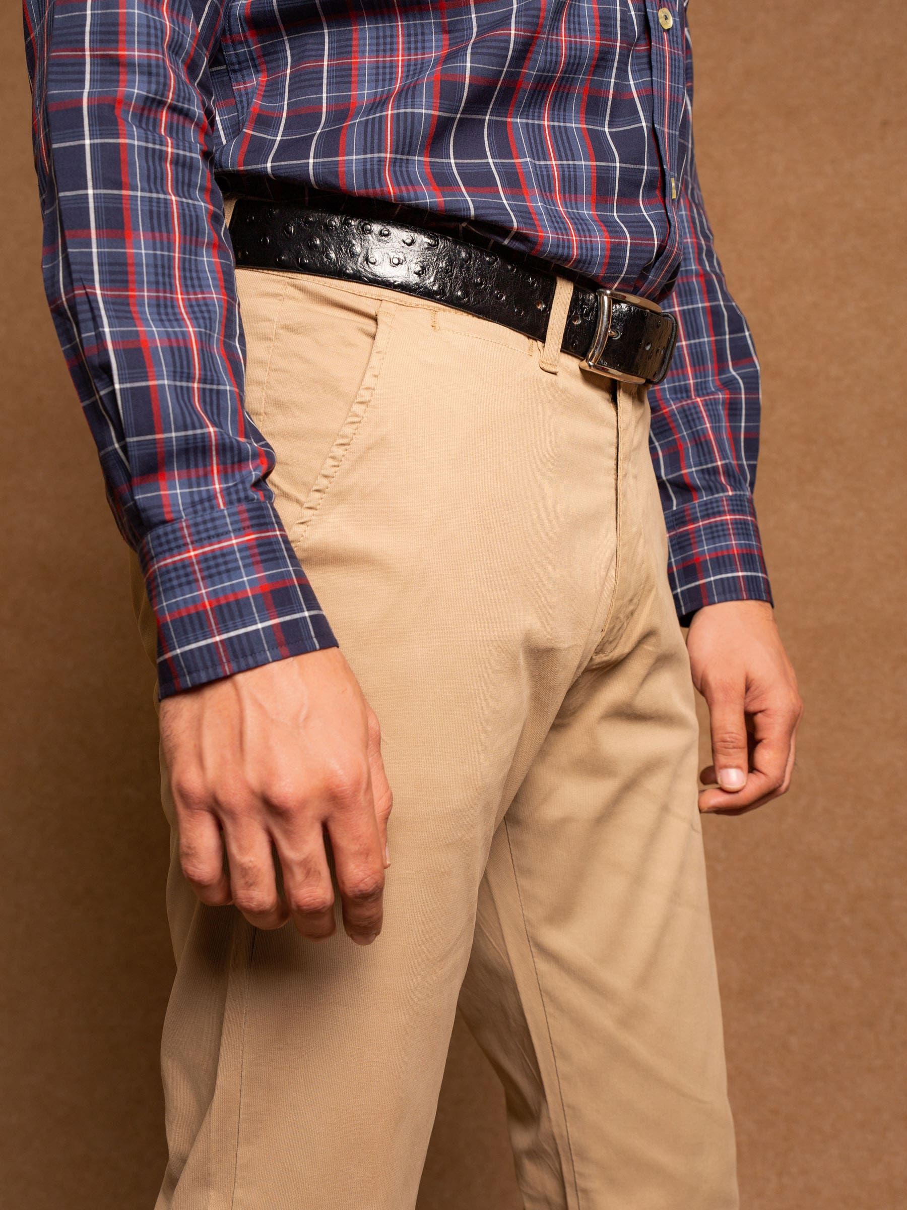 Slim-Fit Khaki Textured Trouser