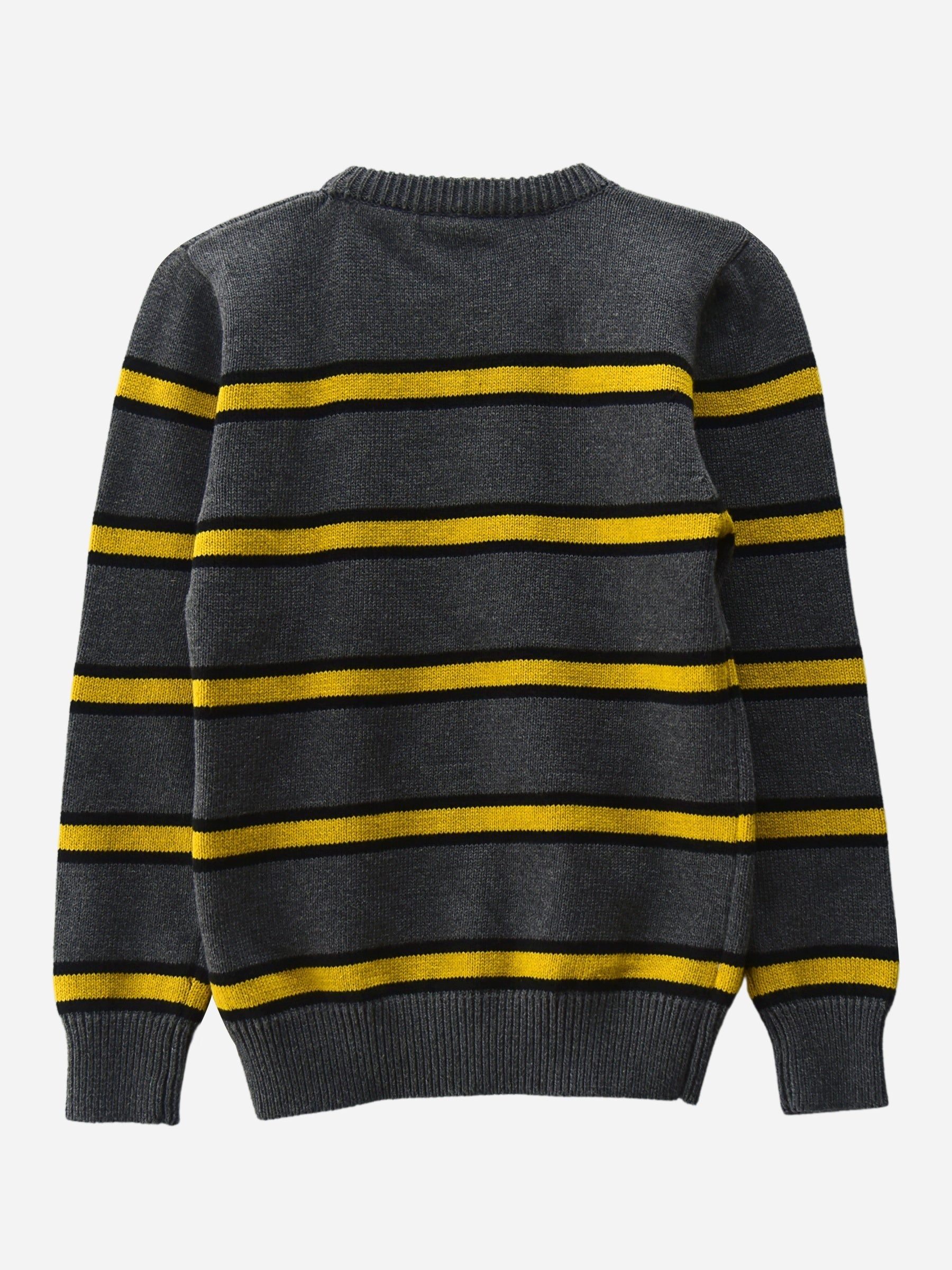 Steel Grey & Yellow Striped Casual Jumper