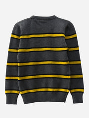 Steel Grey & Yellow Striped Casual Jumper