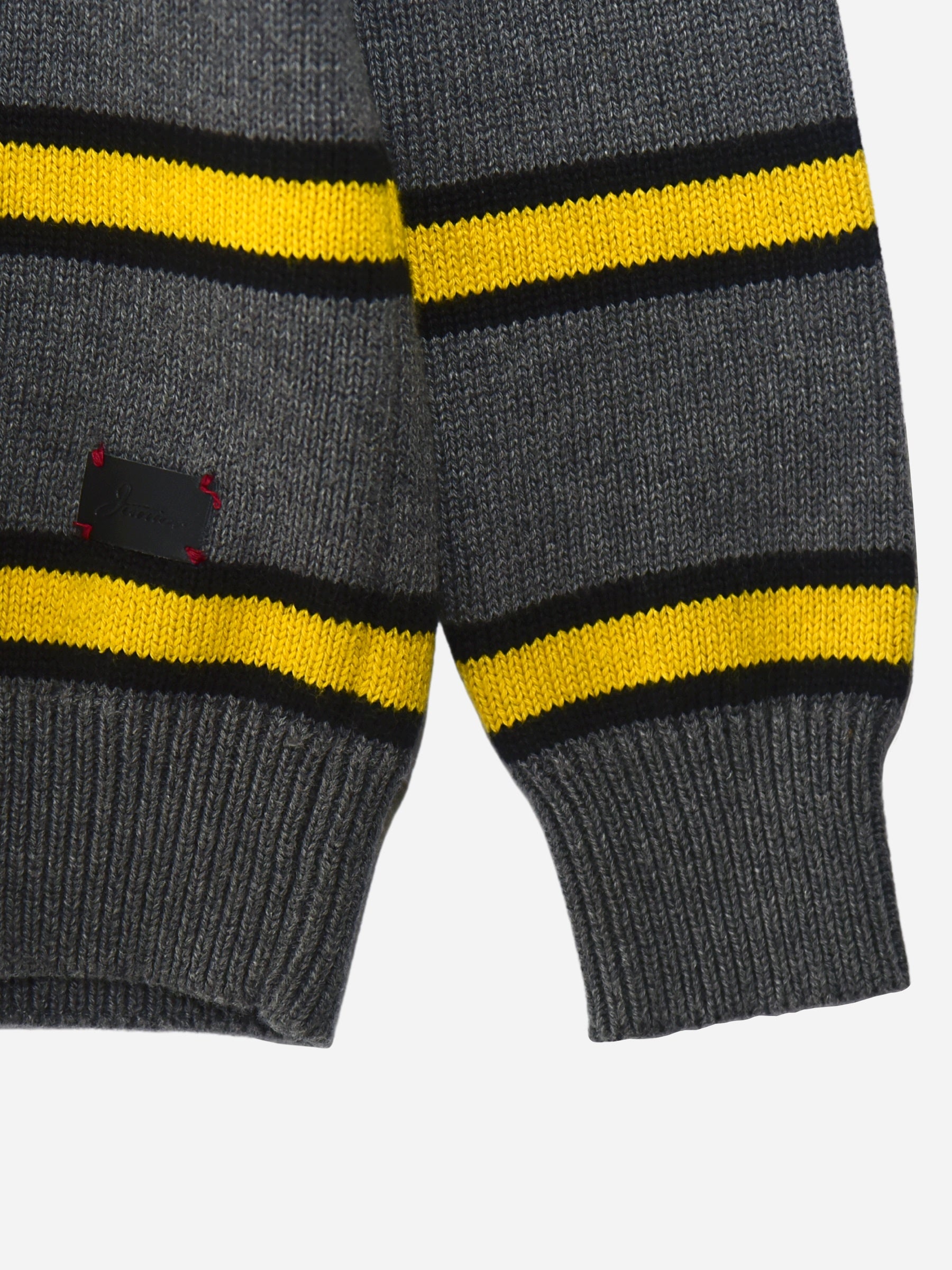 Steel Grey & Yellow Striped Casual Jumper