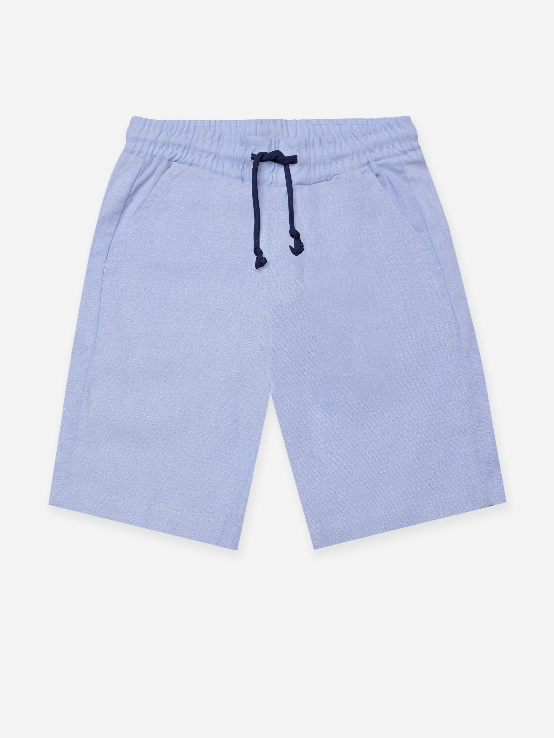 Steel Blue Linen Casual Shorts - Junior