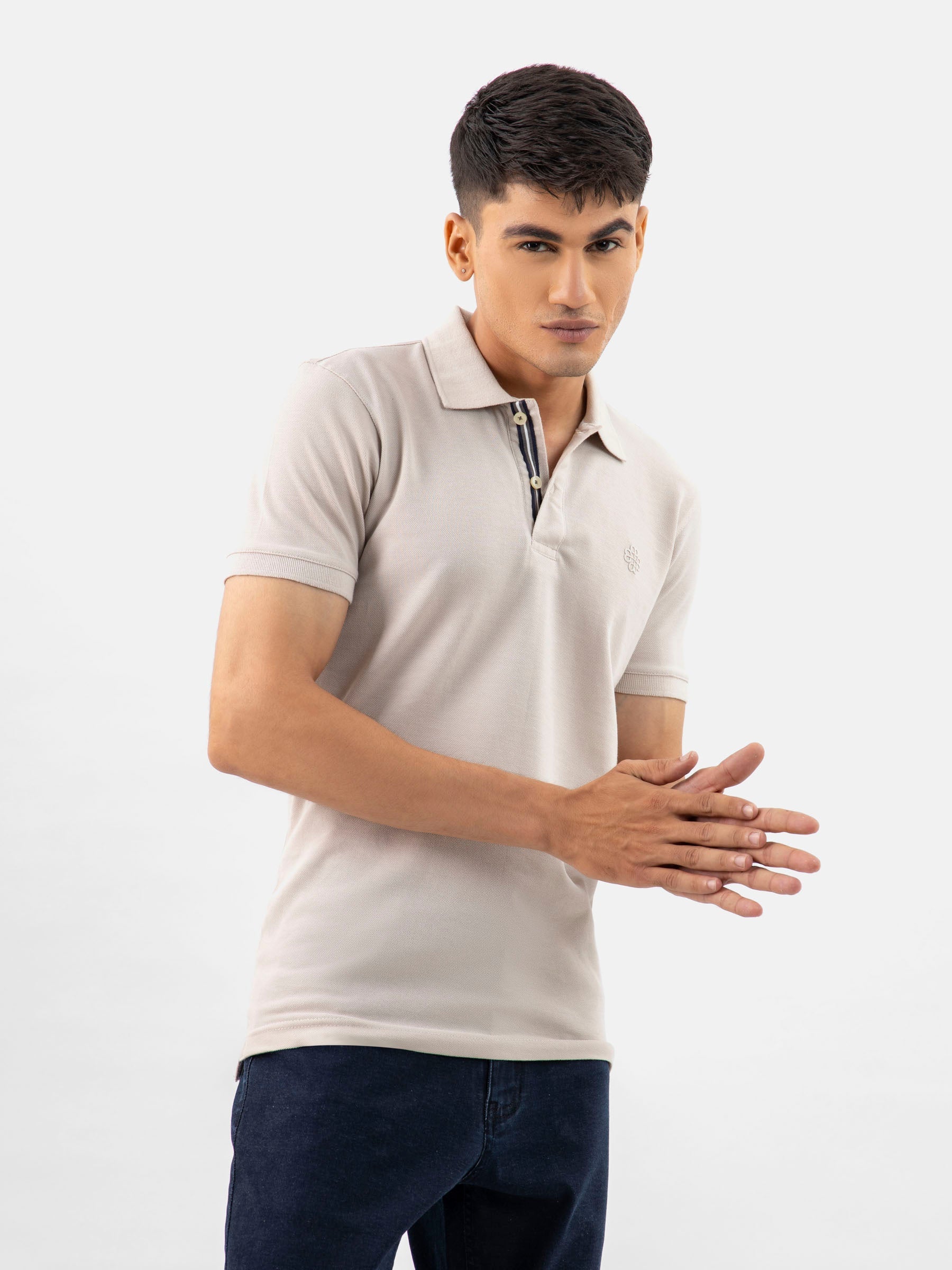 Stone Beige 100% Cotton Basic Polo