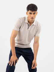 Stone Beige 100% Cotton Basic Polo