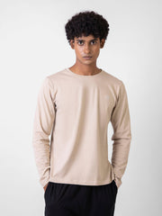 Stone Beige Long Sleeve Crew Neck T-Shirt