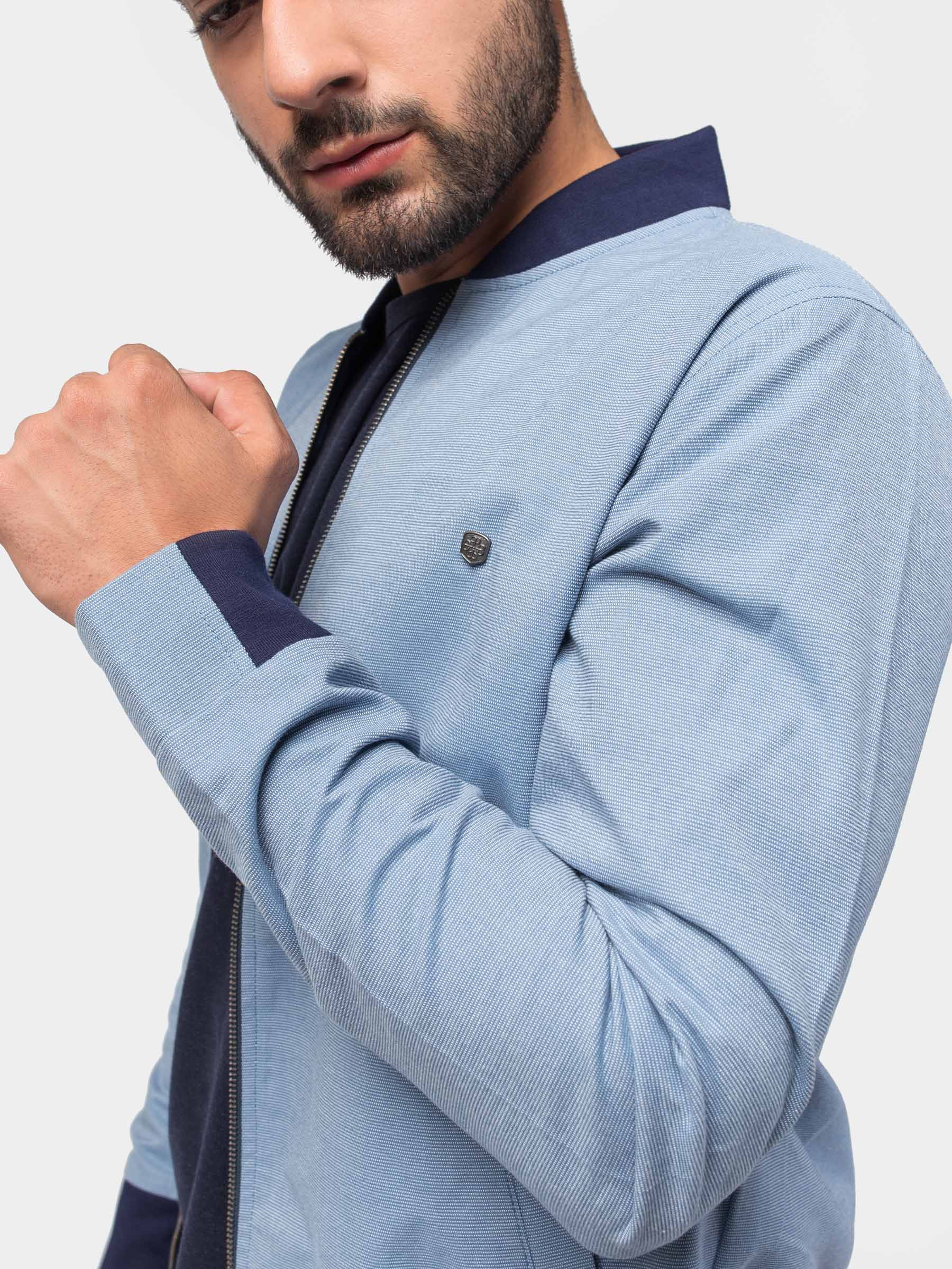 Structured Blue Baseball Jacket