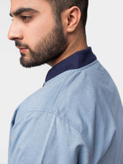 Structured Blue Baseball Jacket