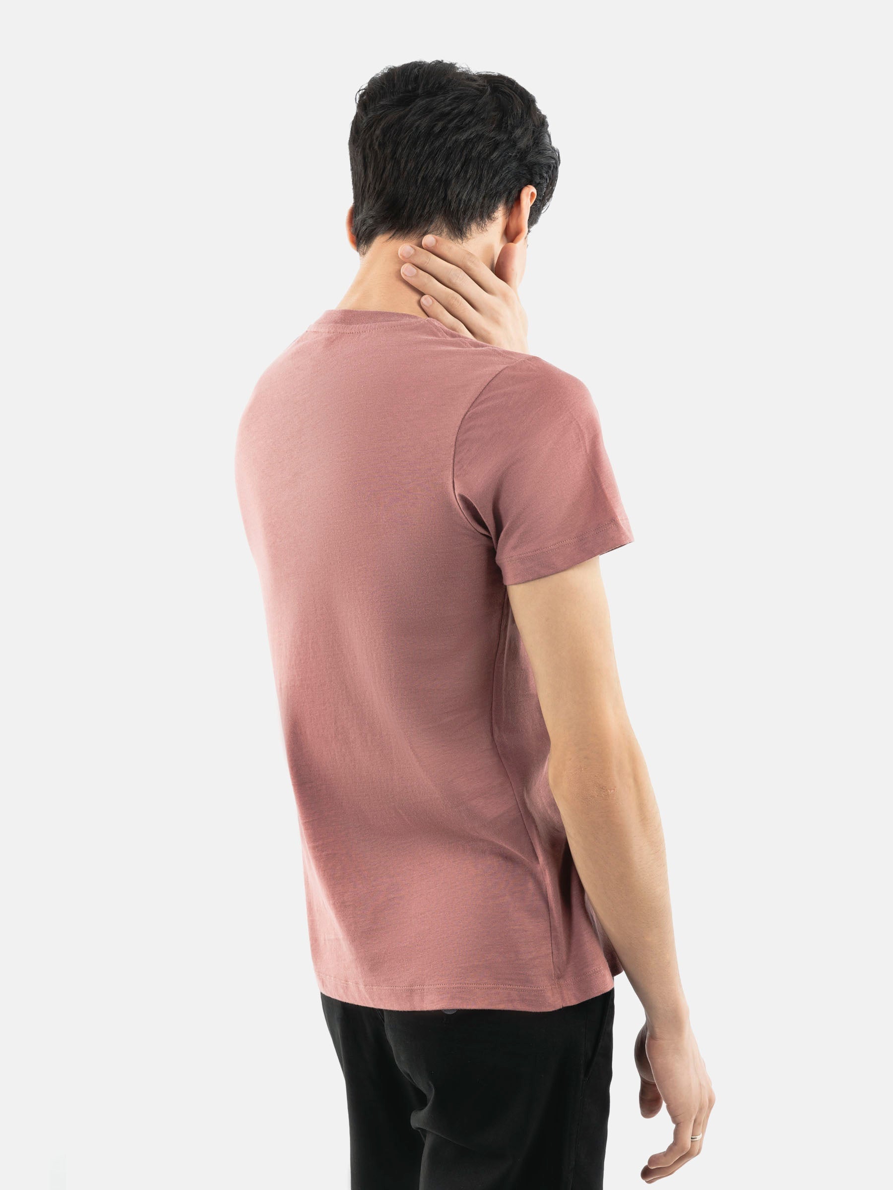 Tea Pink Basic Crew Neck T-Shirt