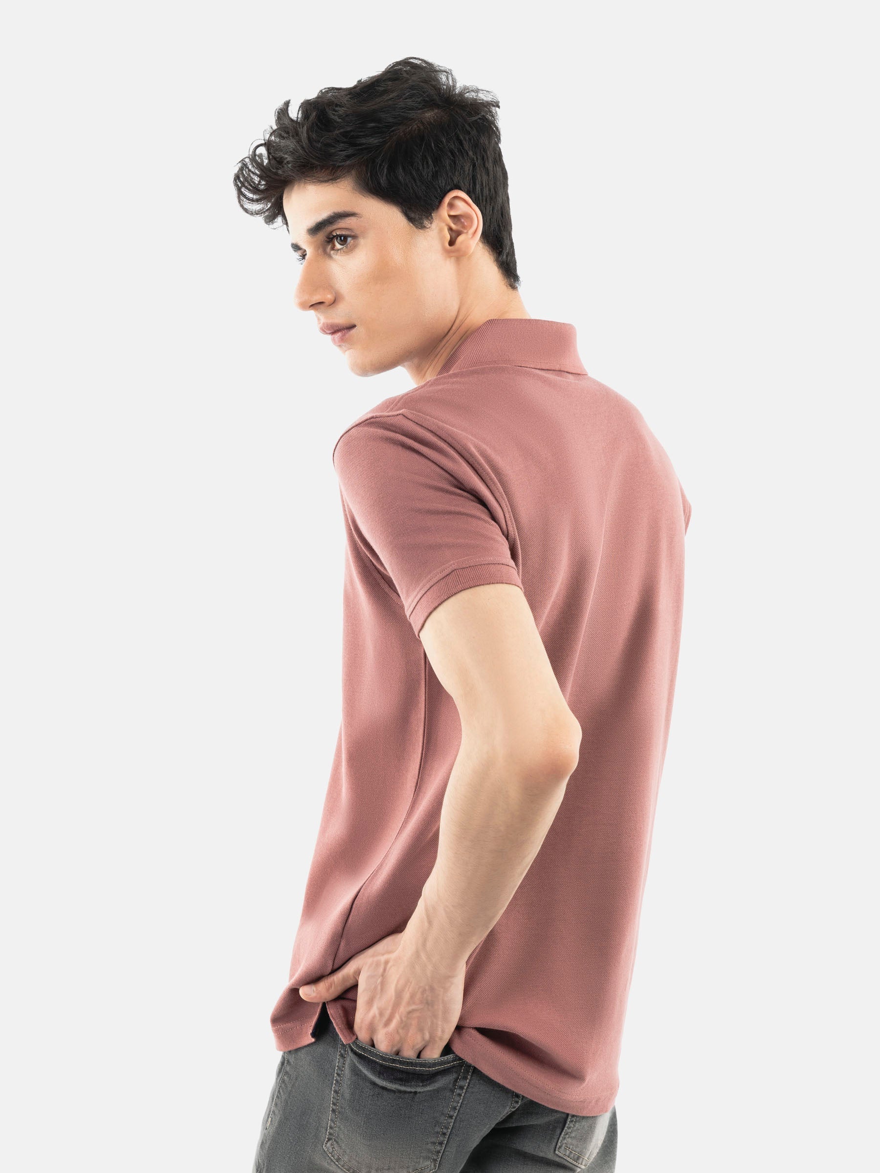 Tea Pink Basic Pique Polo Shirt