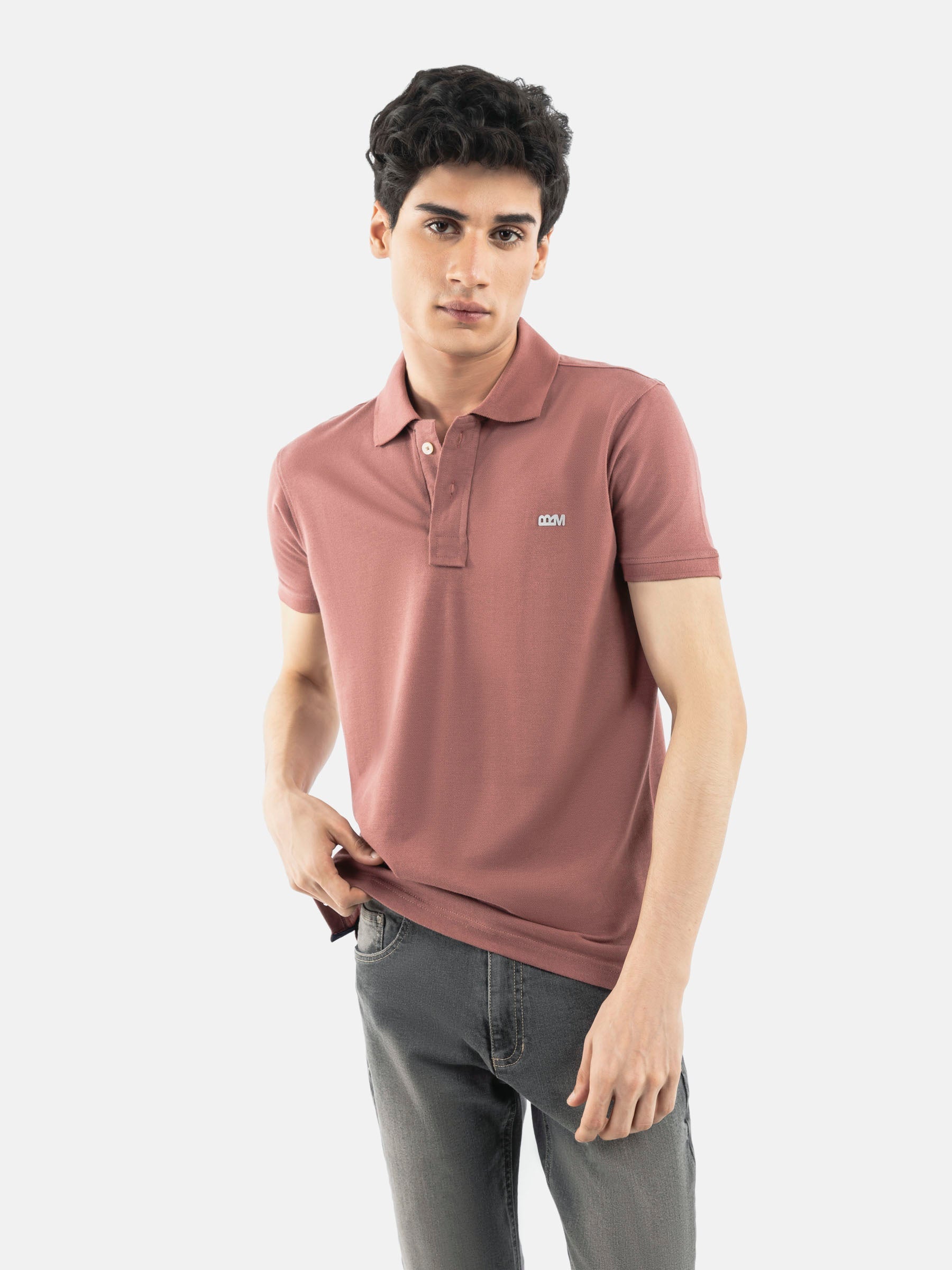 Tea Pink Basic Pique Polo Shirt