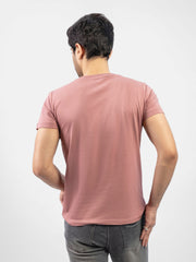 Tea Pink Crew Neck T-Shirt With Embroidered Print