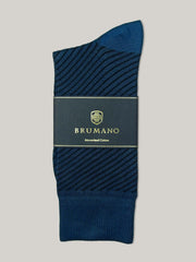 Teal Blue Striped Mercerized Socks