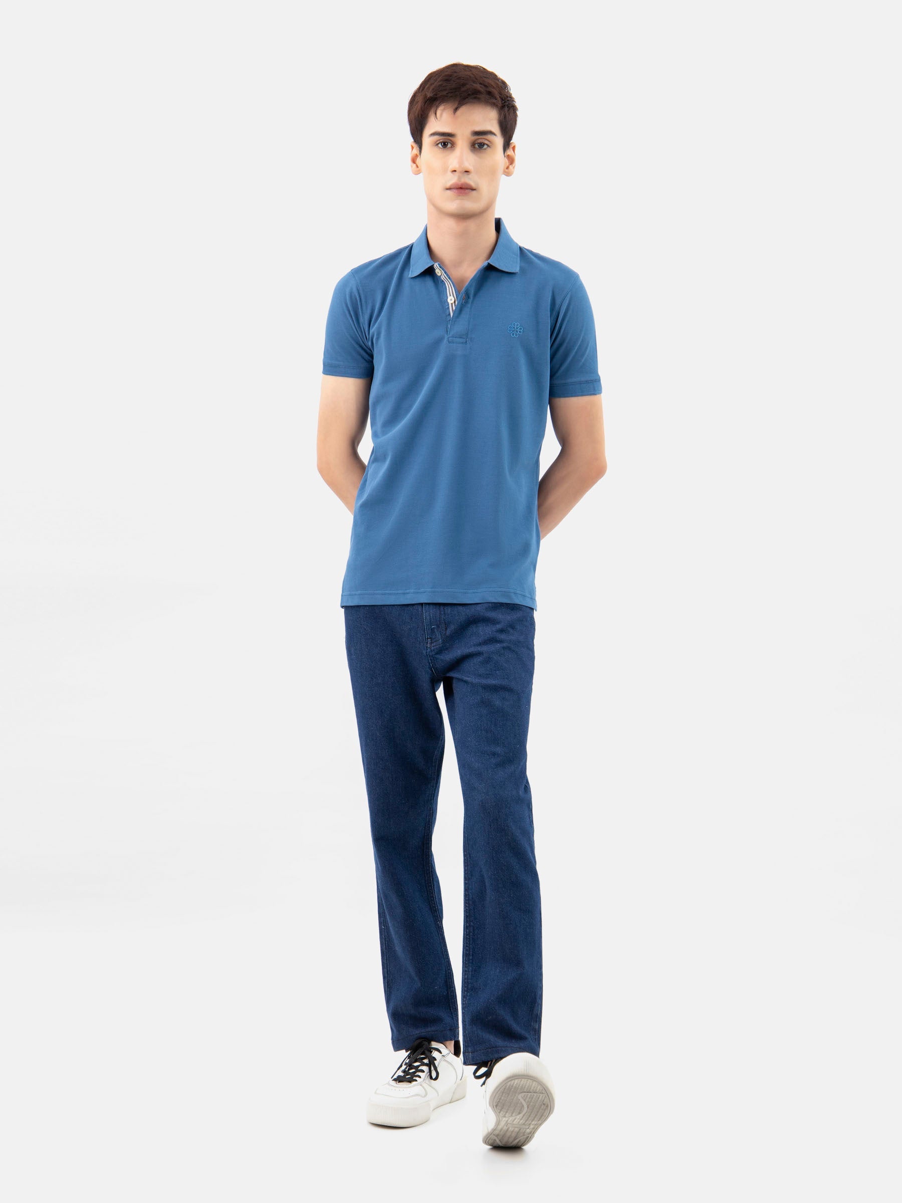 Teal Blue 100% Cotton Basic Polo