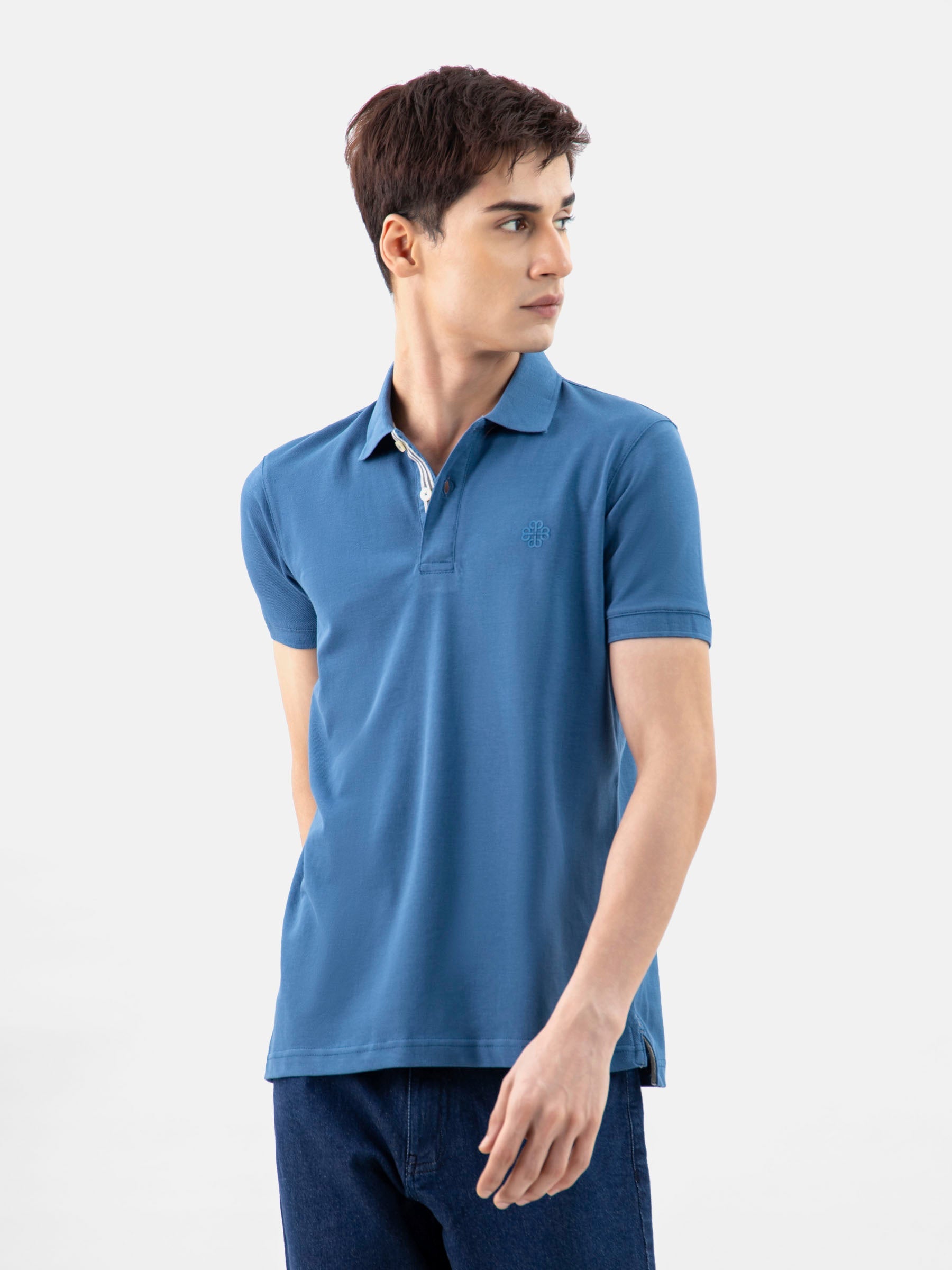 Teal Blue 100% Cotton Basic Polo