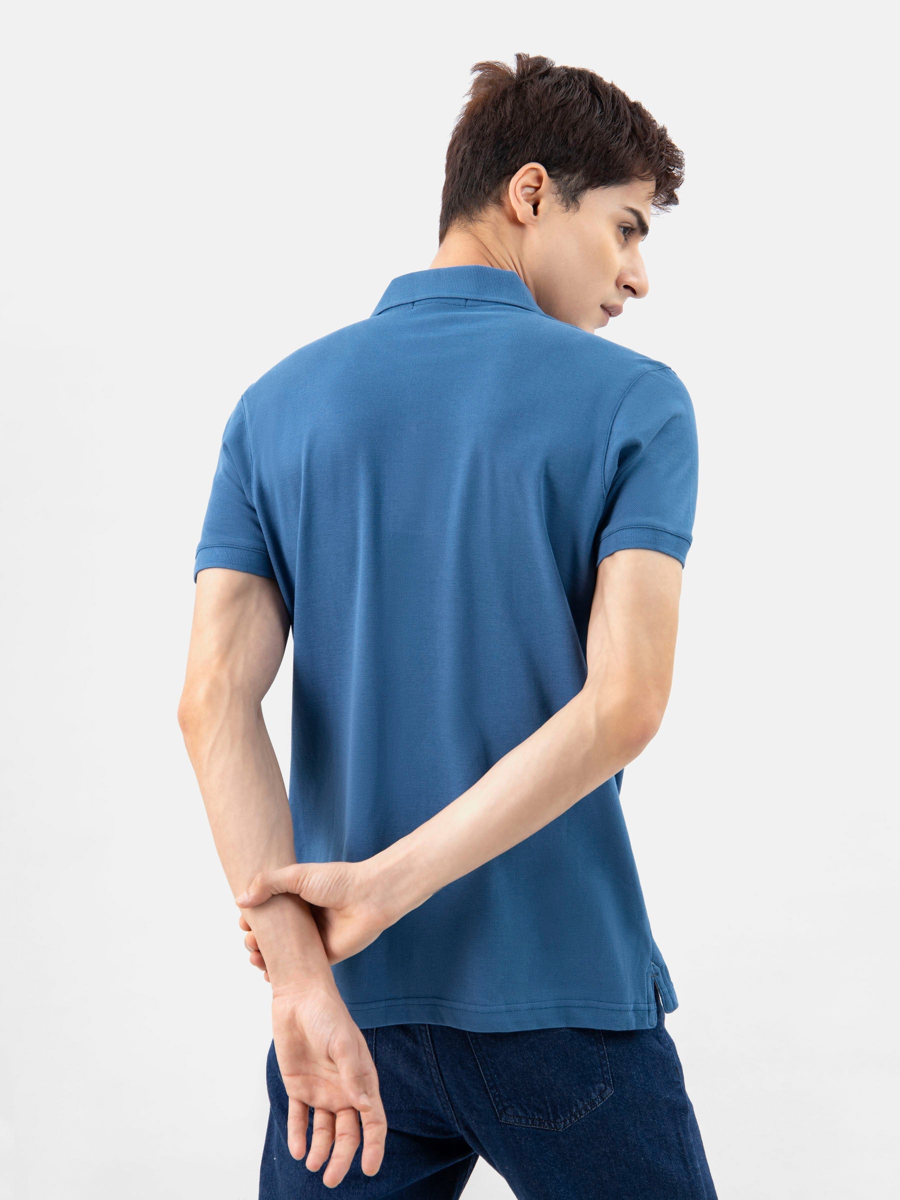 Teal Blue 100% Cotton Basic Polo