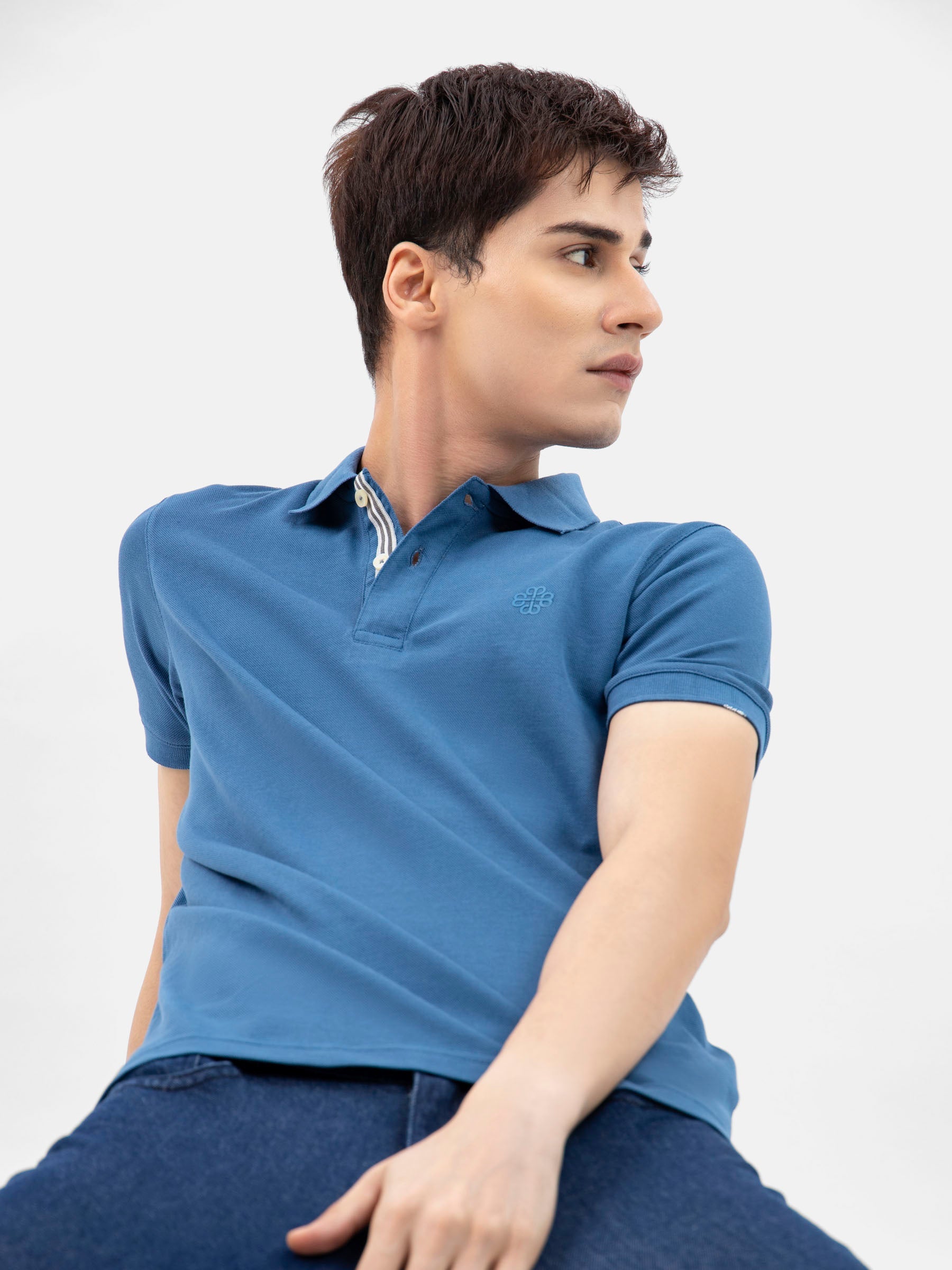 Teal Blue 100% Cotton Basic Polo