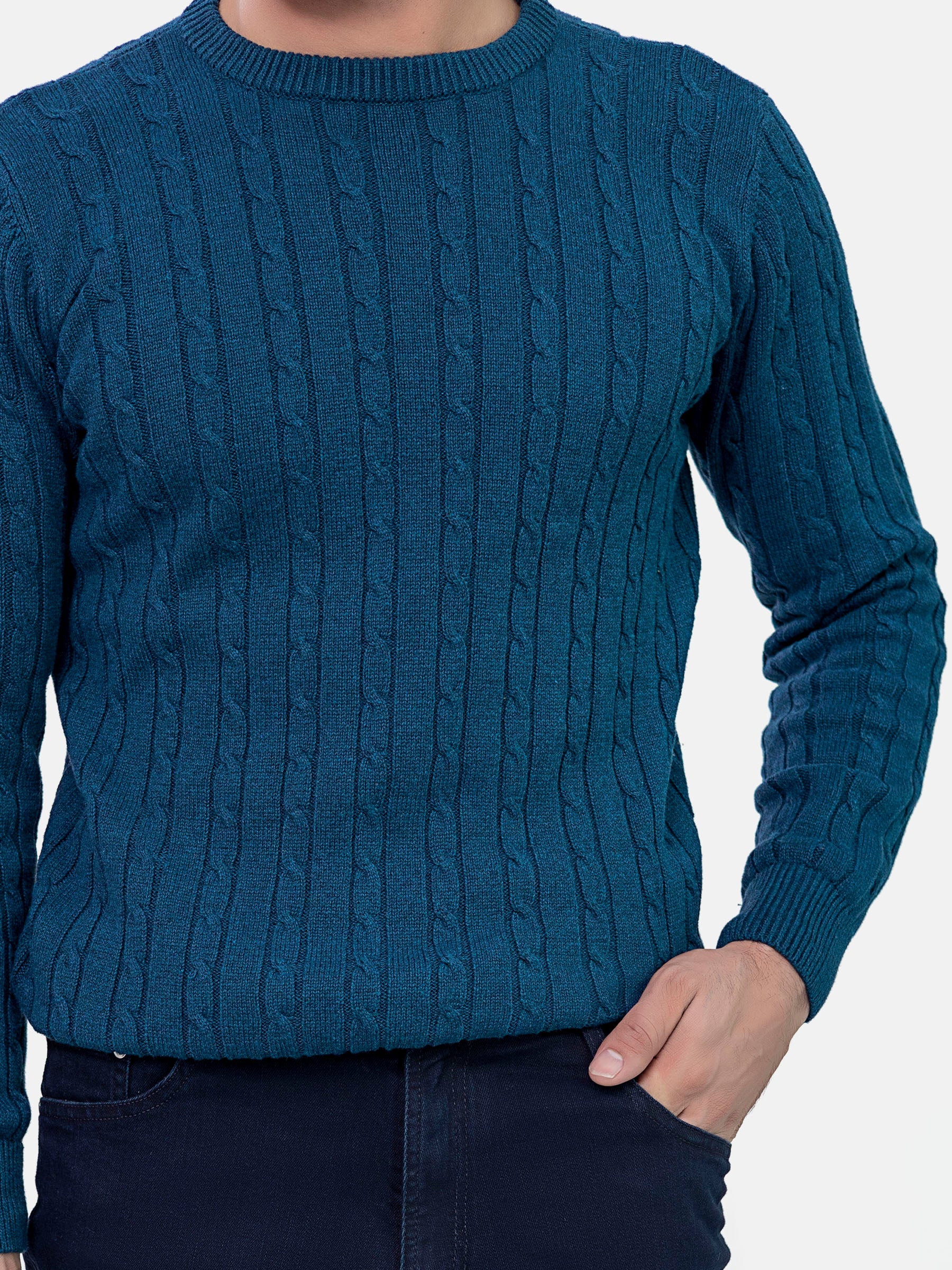 Teal Blue Cable Knitted Jumper