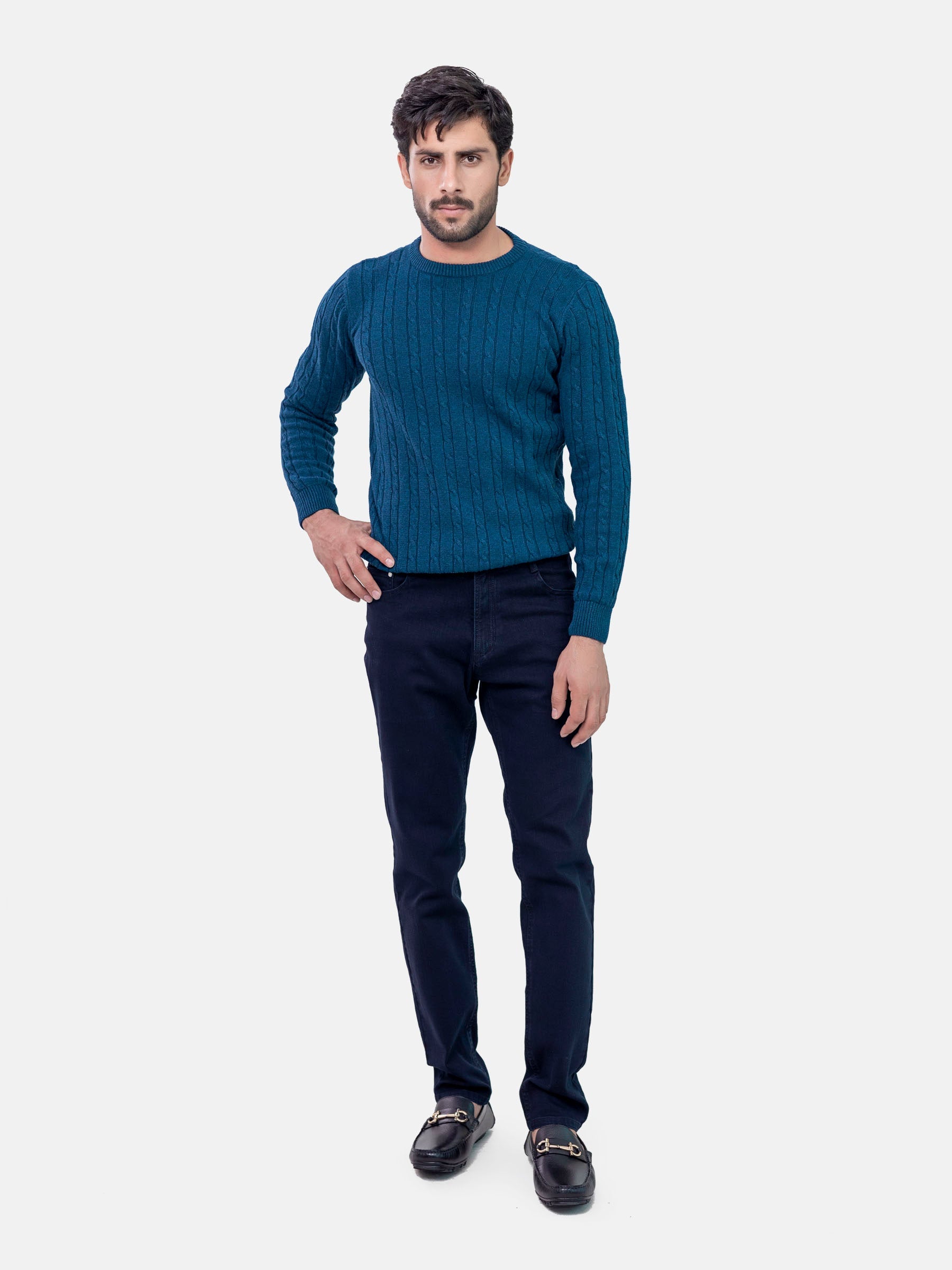 Teal Blue Cable Knitted Jumper