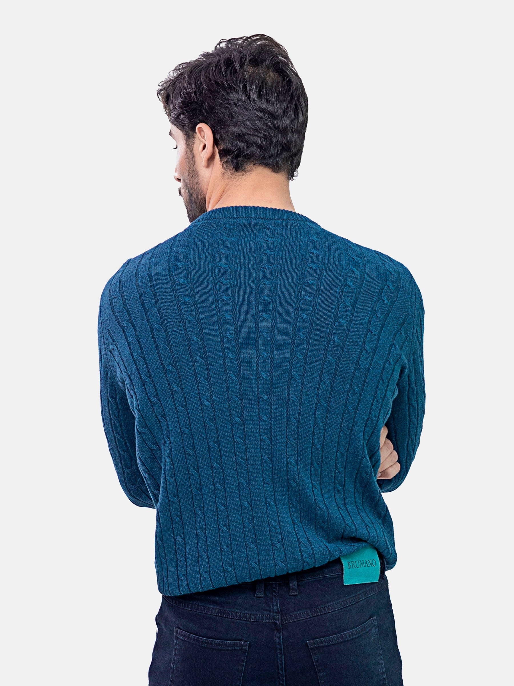 Teal Blue Cable Knitted Jumper