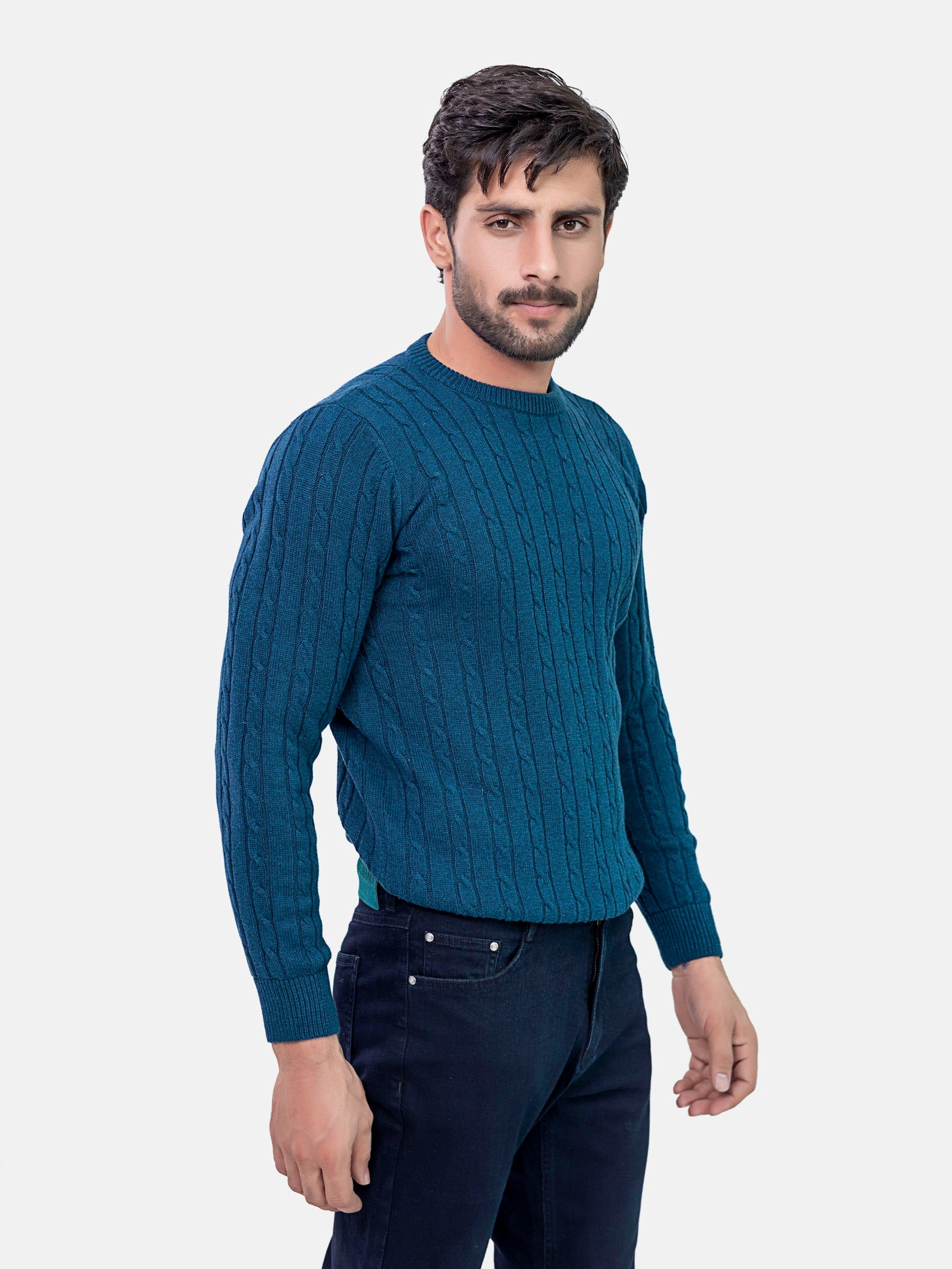 Teal Blue Cable Knitted Jumper