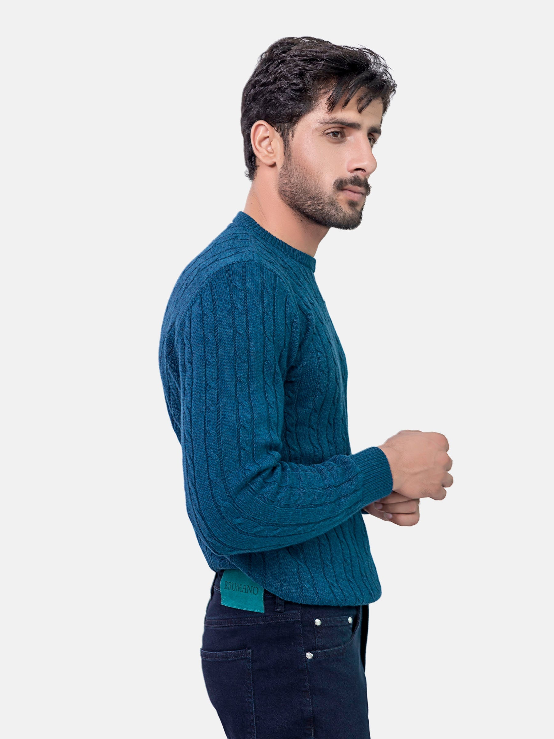 Teal Blue Cable Knitted Jumper