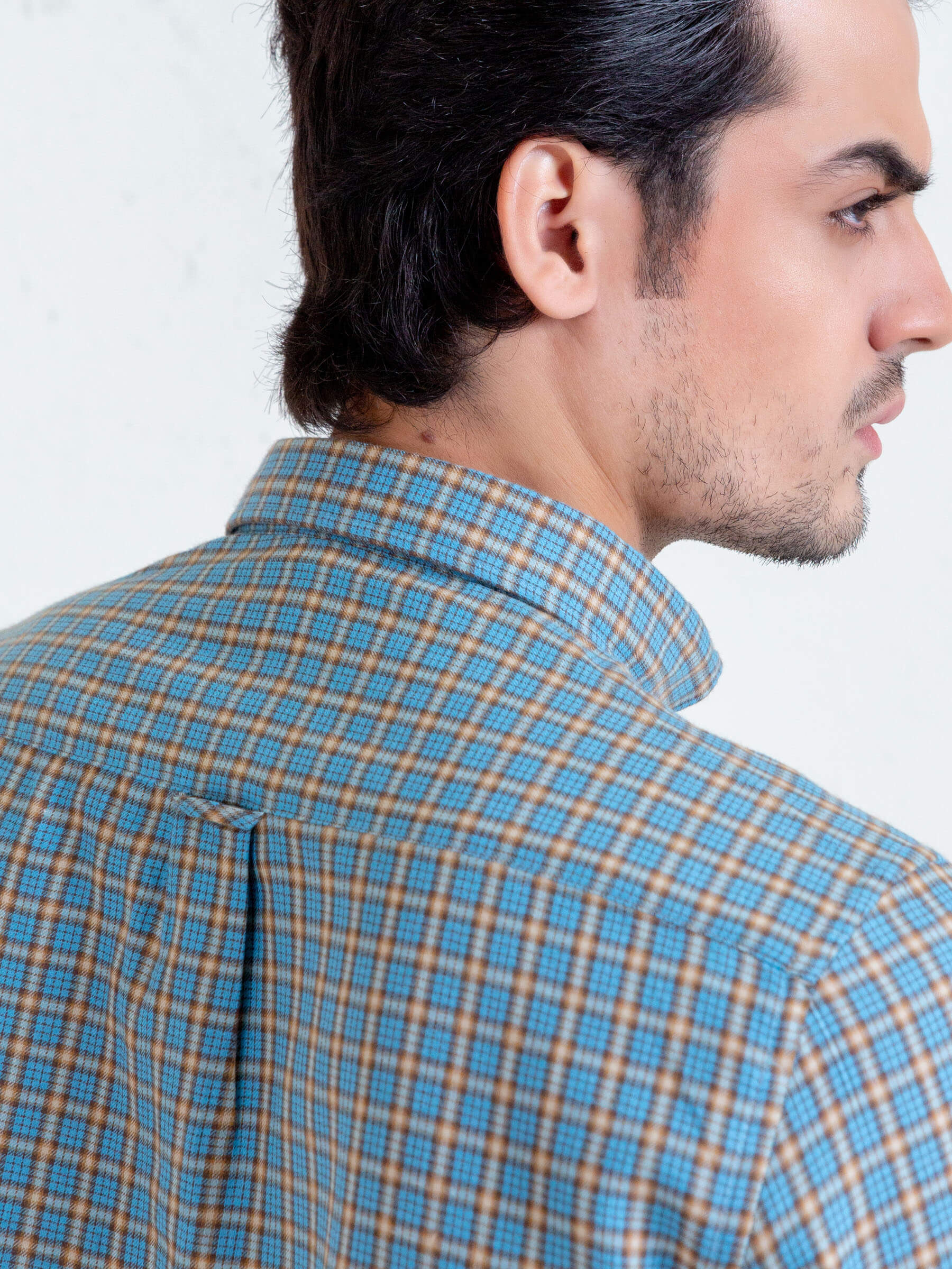 Turquoise Blue Flannel Gingham Shirt