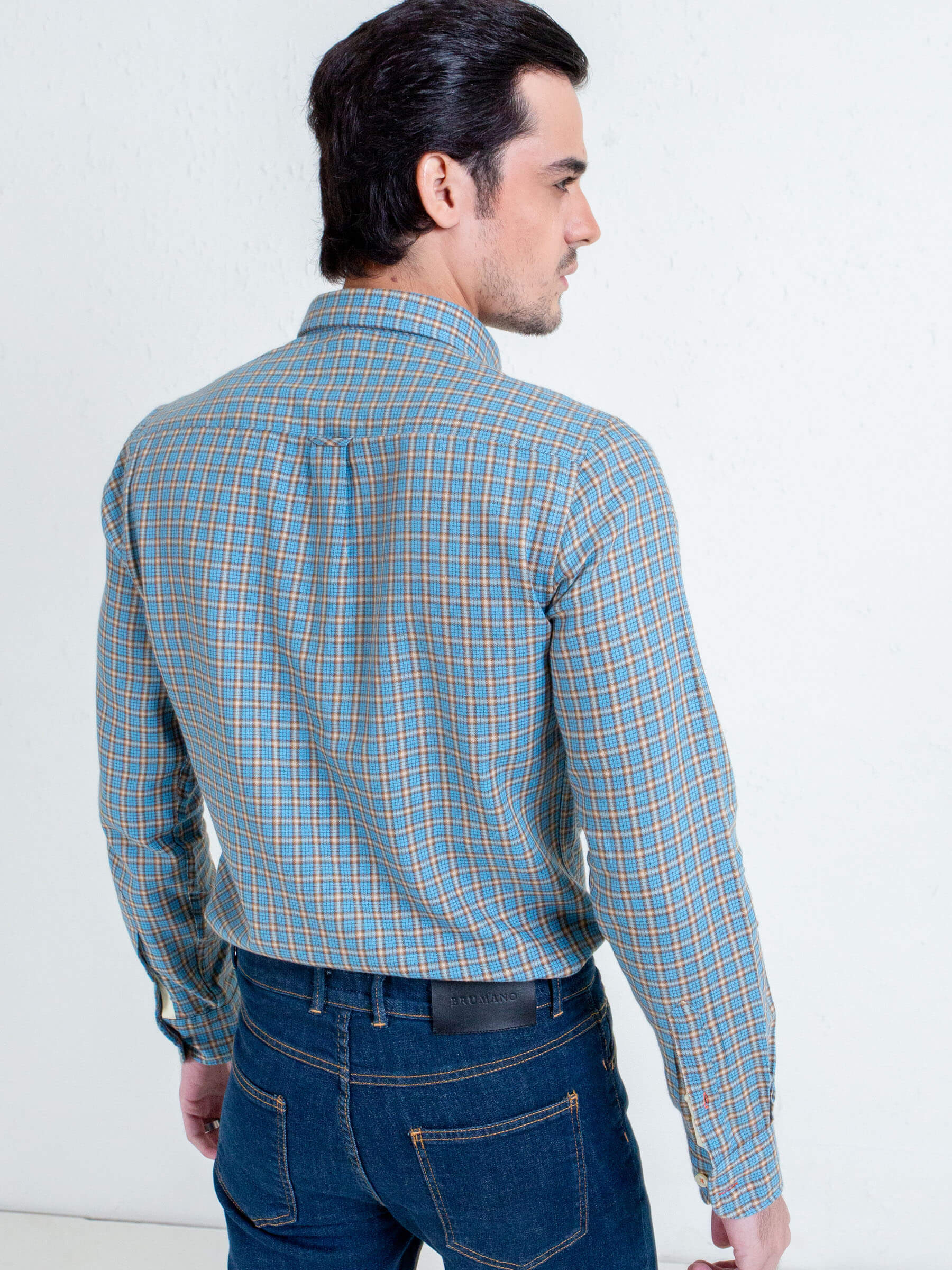 Turquoise Blue Flannel Gingham Shirt