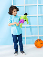 Turquoise Gingham Short Sleeve Casual Shirt