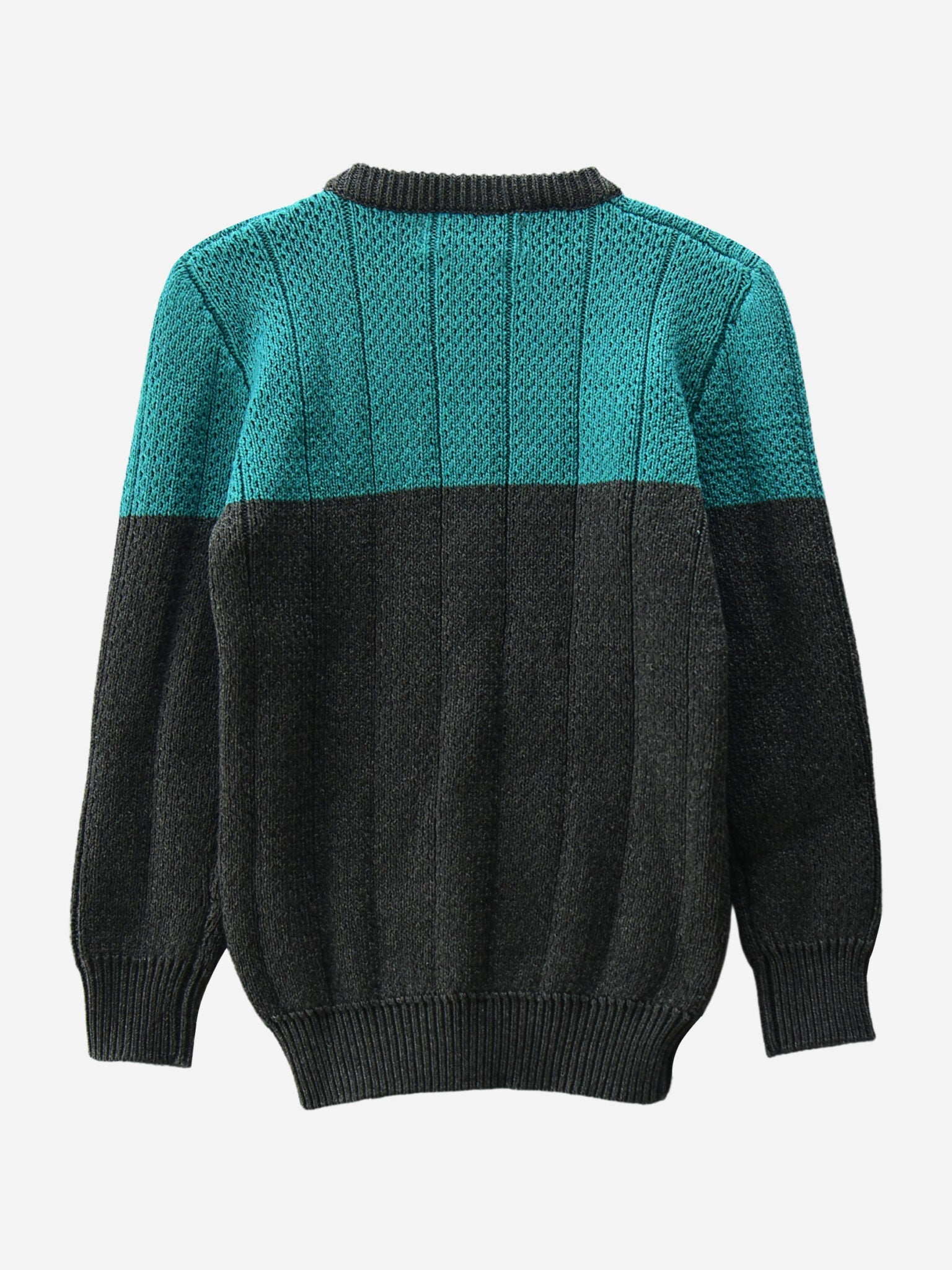 Turquoise & Grey Chunky Casual Sweater