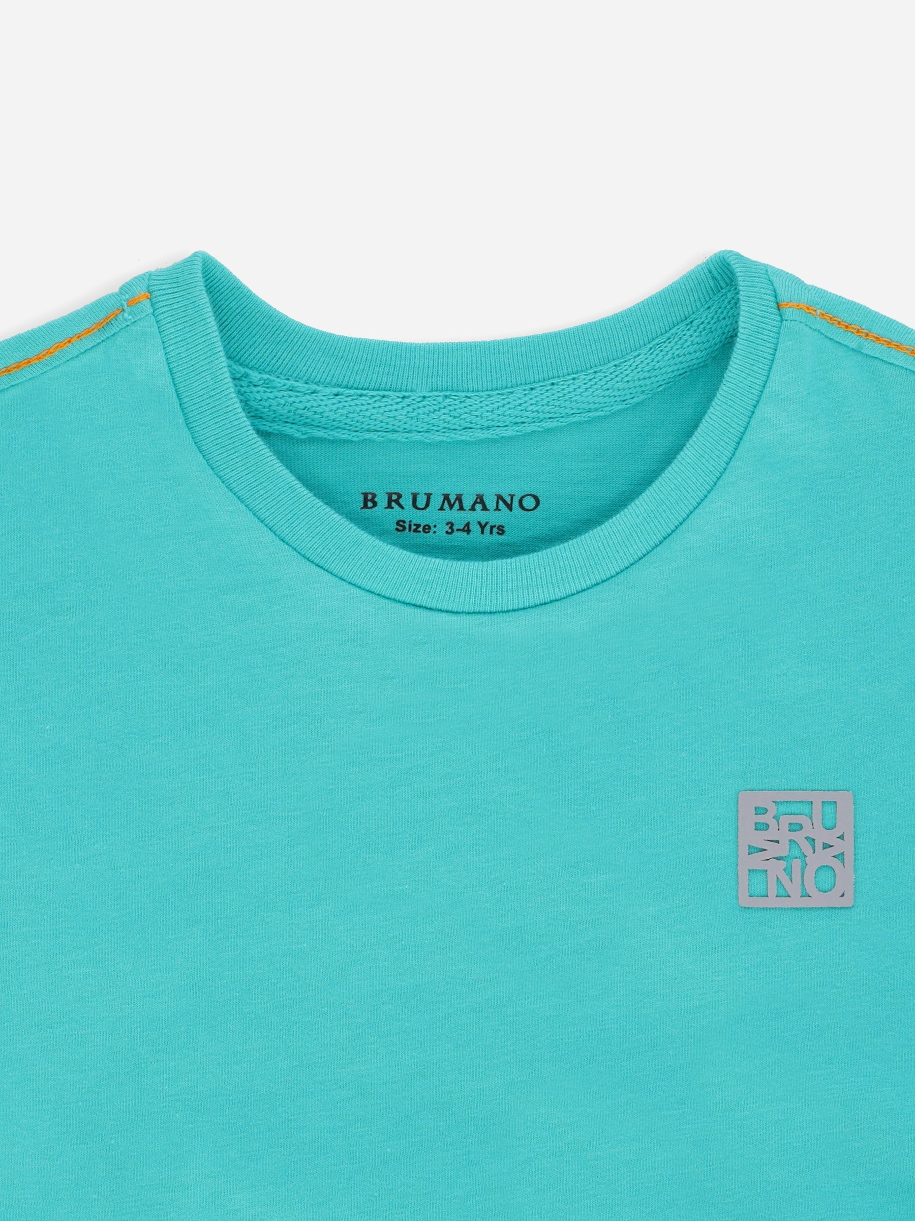 Turquoise Basic Crew Neck Casual T-Shirt