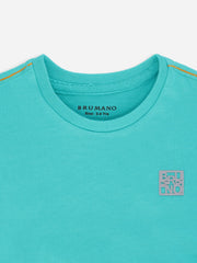 Turquoise Basic Crew Neck Casual T-Shirt