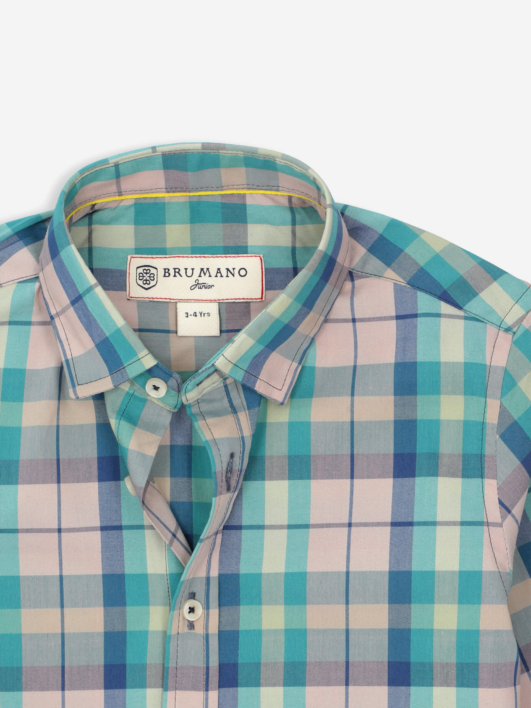 Turquoise Checkered Long Sleeve Casual Shirt