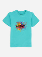 Turquoise Graphic Printed 'Splash' Casual Tee