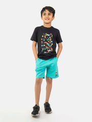 Turquoise Knitted Casual Shorts