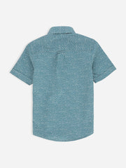 Turquoise Printed Half Sleeve Casual Shirt