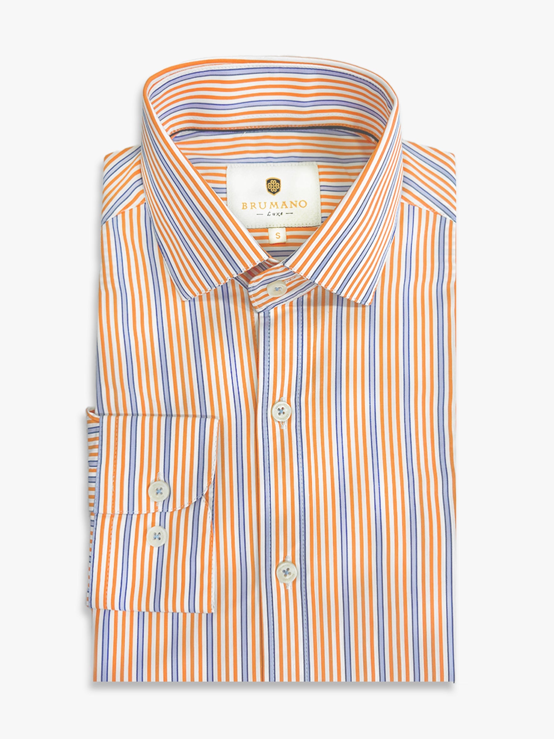 Orange & Purple Striped Formal Shirt - Luxe