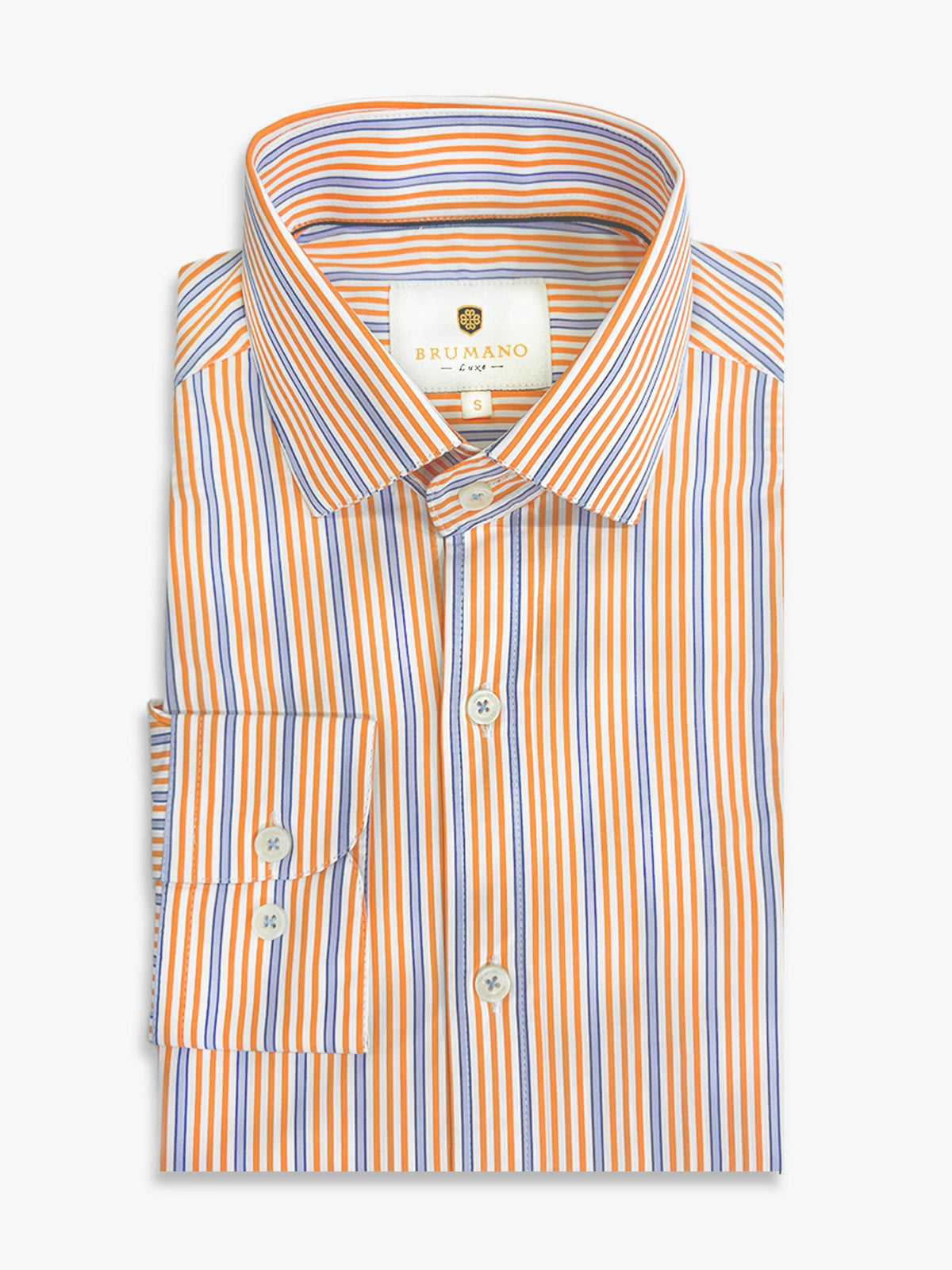 Orange & Purple Striped Formal Shirt - Luxe