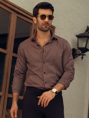 Maroon & Grey Herringbone Formal Shirt