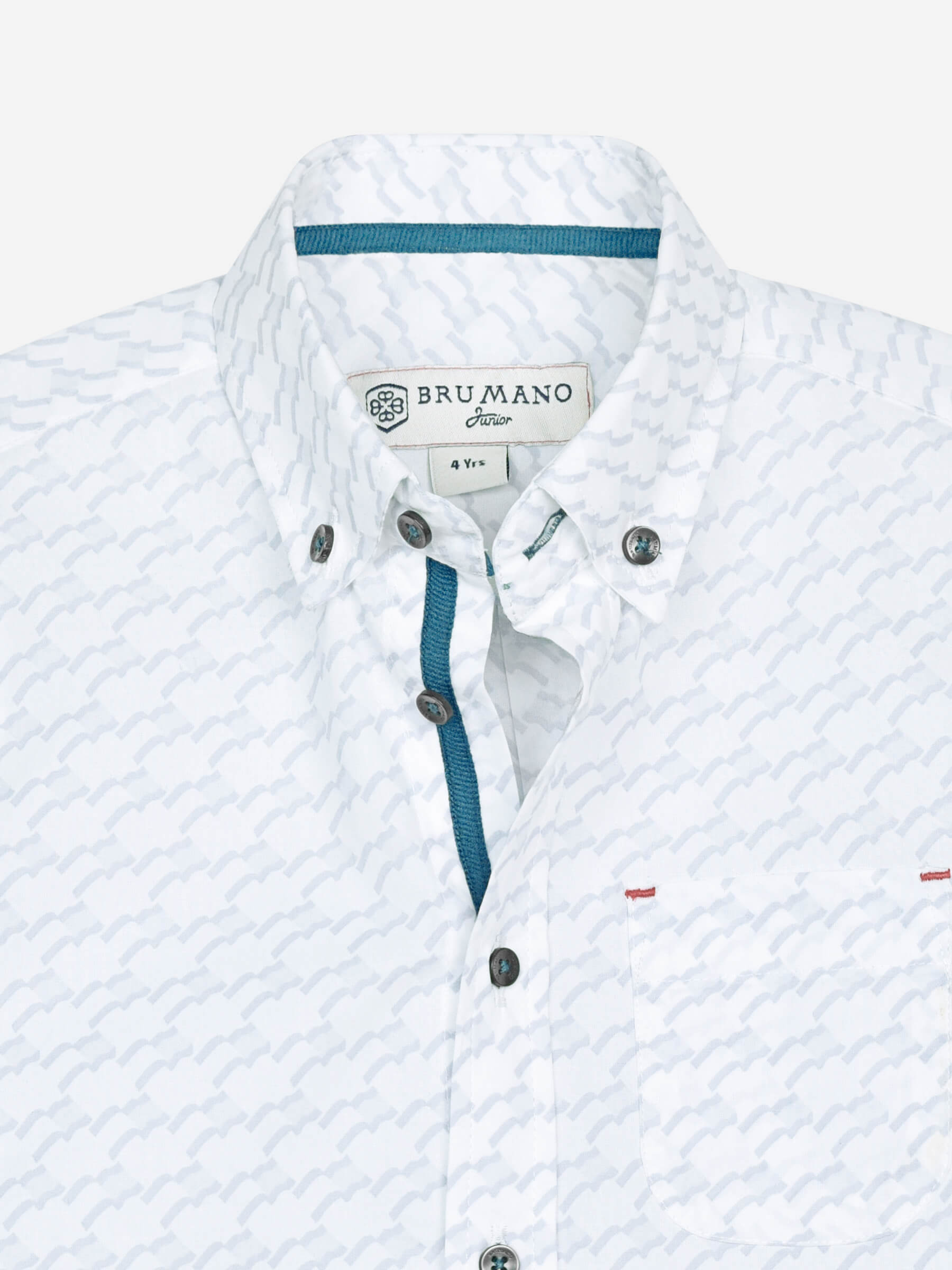White & Blue Printed Short Sleeve Casual Shirt
