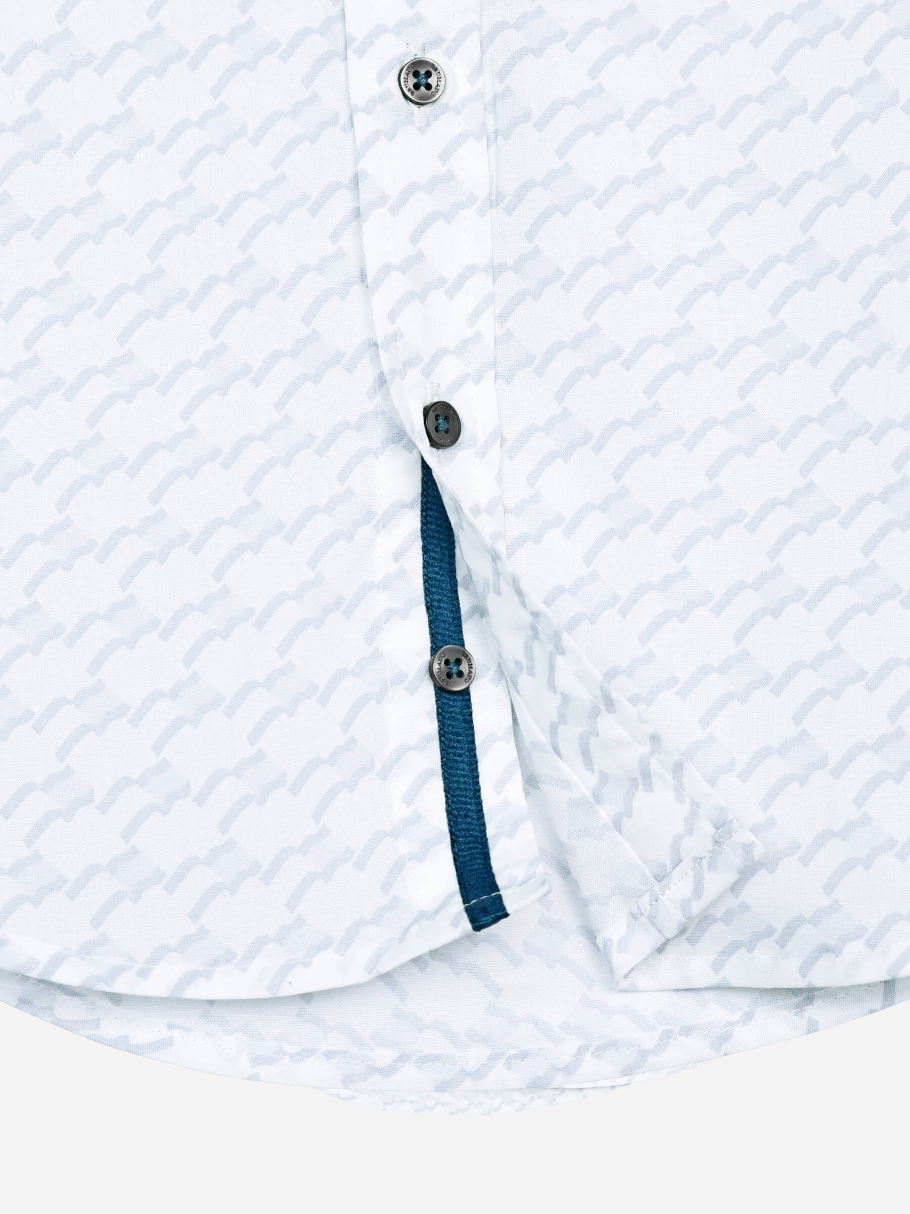 White & Blue Printed Short Sleeve Casual Shirt