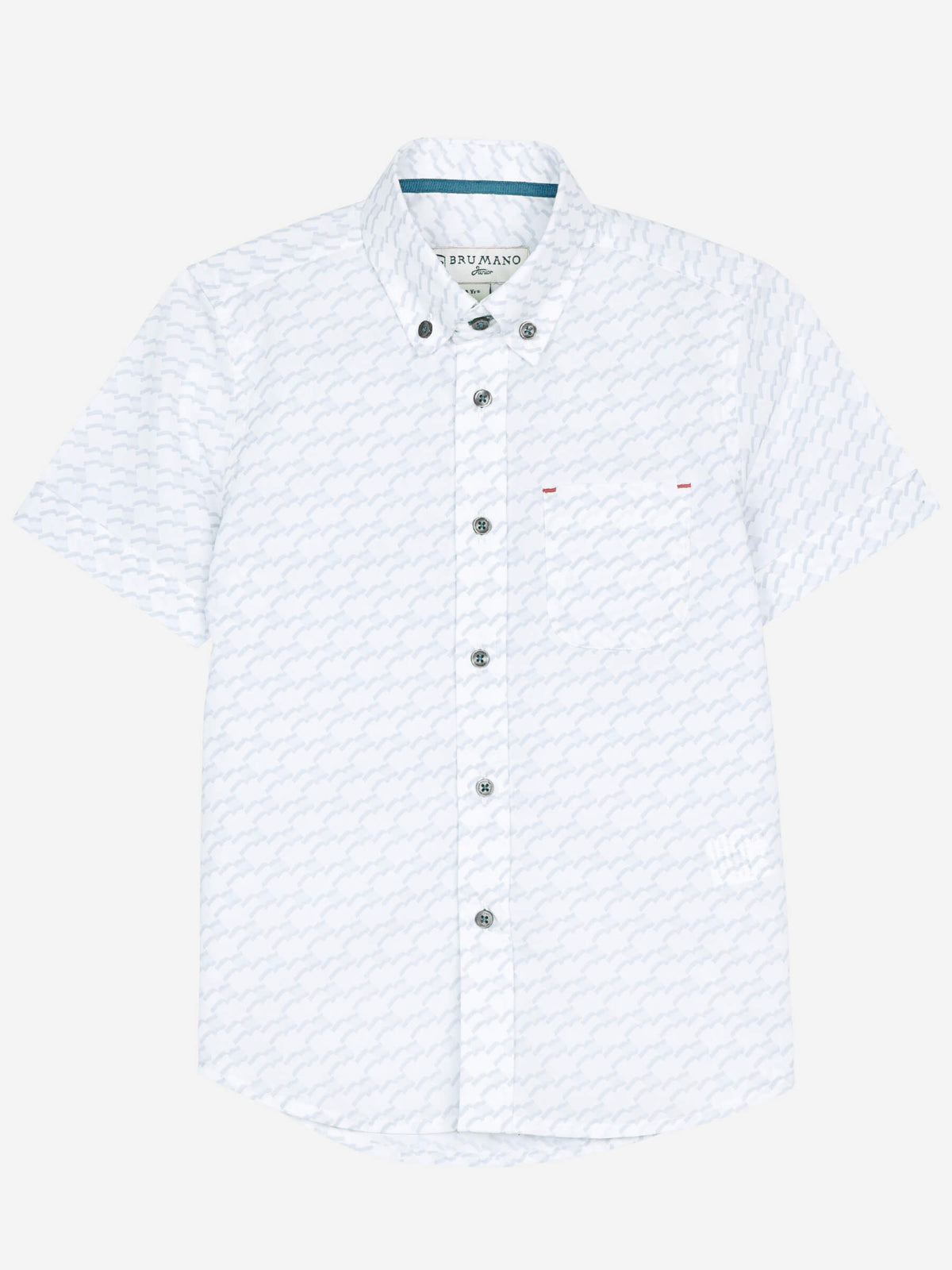 White & Blue Printed Short Sleeve Casual Shirt