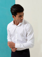 White Herringbone Formal Shirt